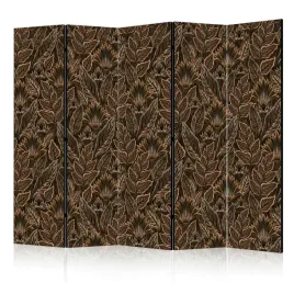 parawan-akustyczny-pokojowy-5-czesci-brazowe-liscie-rosliny-retro-225x172