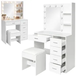 toaletka-kosmetyczna-biala-5-szuflad-oswietlenie-led-2-polki-taboret-zestaw