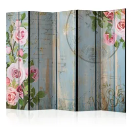 parawan-dwustronny-pokojowy-5-czesci-roze-kwiaty-ogrod-styl-vintage-225x172