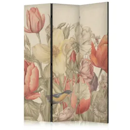 parawan-akustyczny-pokojowy-3-czesci-polne-kwiaty-tulipany-retro-135x172