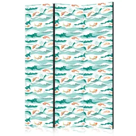 parawan-akustyczny-pokojowy-3-czesci-orientalne-ryby-fale-ocean-135x172