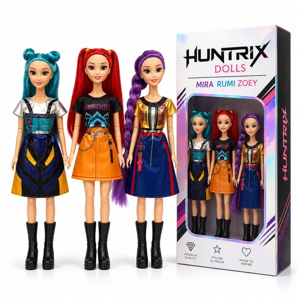 ZESTAW LALEK HUNTRIX 3 SZTUKI LALKA RUMI MIRA ZOEY 30 CM