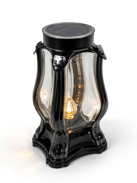 Znicz Solarny LED Szklany Premium Lampion Na Grób Grafit Cmentarz 25cm LS-4