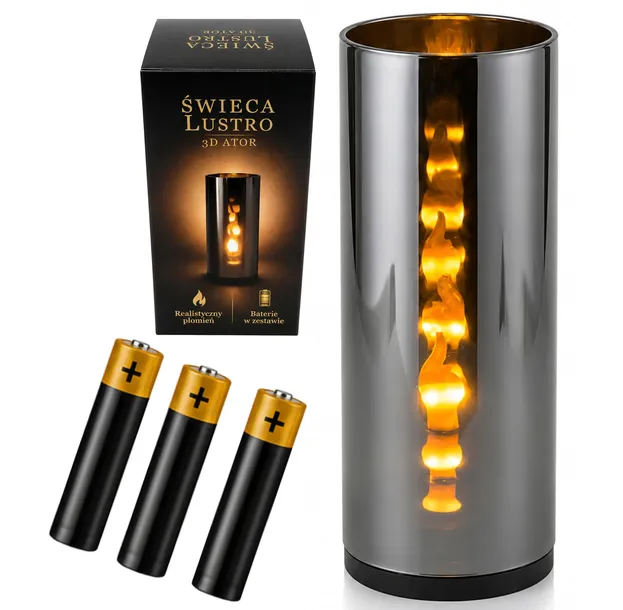Świeca LED lustrzany lampion 3D wkład realistyczny płomień dekoracyjna