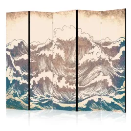 parawan-akustyczny-pokojowy-5-czesci-wzburzony-ocean-fale-retro-225x172