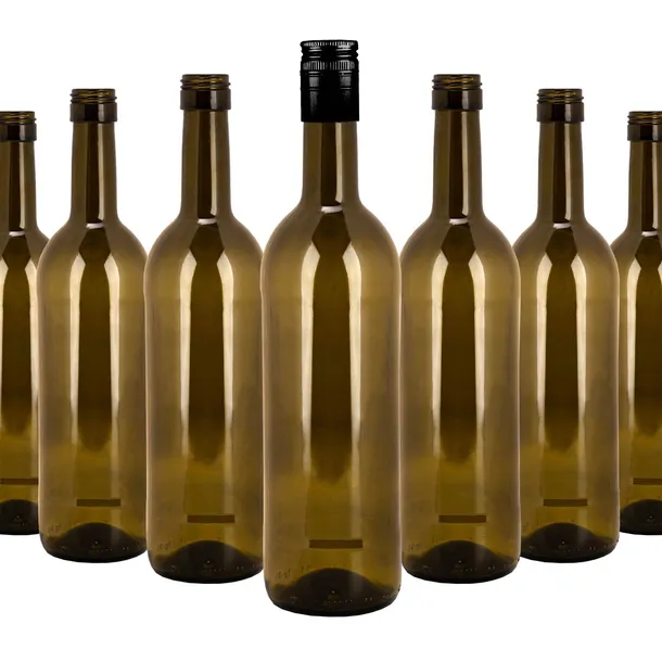 30x Butelki na wino Bordeaux 750 ml z ZAKRĘTKAMI OLIWKOWE BRĄZOWE