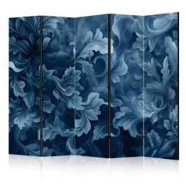 parawan-akustyczny-pokojowy-5-czesci-niebieskie-liscie-ornamenty-225x172