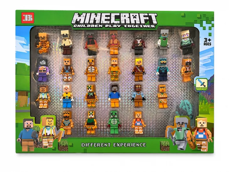 DUŻY ZESTAW XXL FIGUREK MINECRAFT 24 FIGURKI AKCESORIA KLOCKI LUDZIKI NOWE