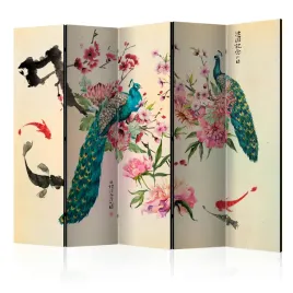 parawan-dwustronny-pokojowy-5-czesci-pawie-ptaki-styl-japonski-boho-225x172