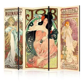 parawan-dwustronny-pokojowy-5-czesci-alphonse-mucha-kobiety-retro-225x172