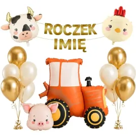balony-zestaw-farma-traktor-zwierzeta-roczek-imie-baner-personalizowany