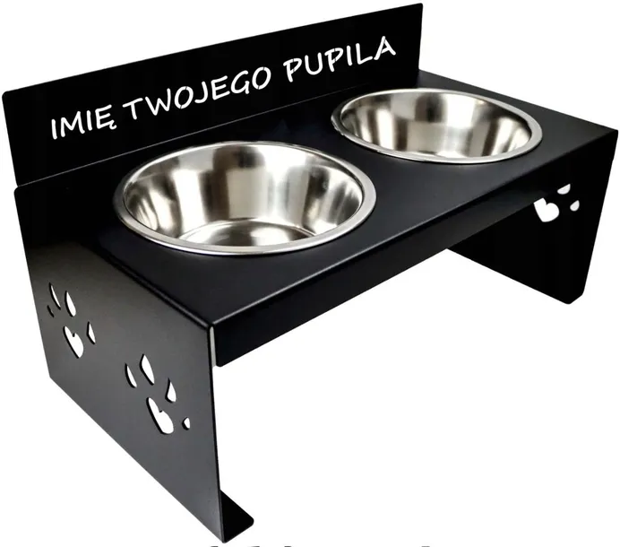 MISKA DLA PSA PODWÓJNA STOJAK METALOWY DUŻY Z IMIENIEM 2 x 1,8L PRODUCENT