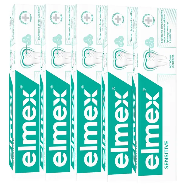5x Pasta Do Zębów Elmex Sensitive z Fluorkiem Sodu Wrażliwe Zęby 75 ml