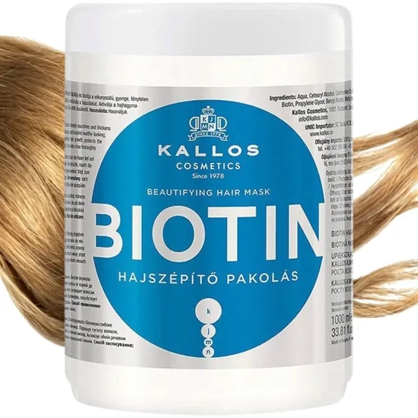 KALLOS BIOTIN MASKA ODŻYWIAJĄCA DO WŁOSÓW SUCHYCH ŁAMLIWYCH BIOTYNA 1000 ML