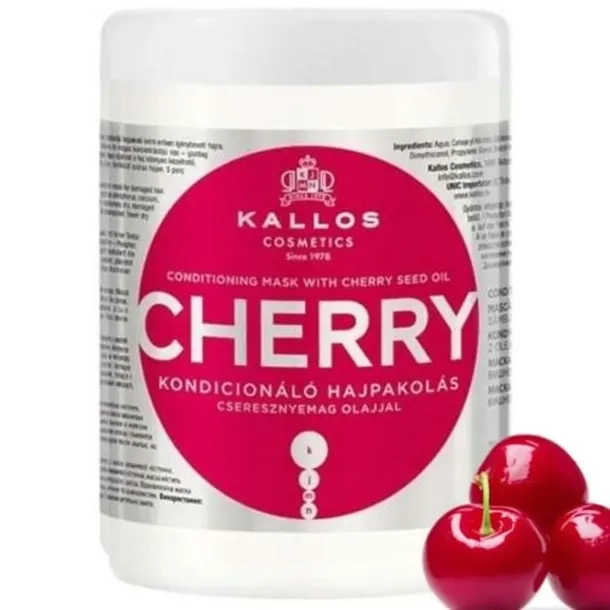 KALLOS CHERRY MASKA KONDYCJONUJĄCA DO WŁOSÓW ZNISZCZONYCH WIŚNIA 1000 ML 1L