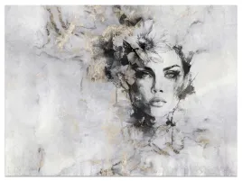 fototapeta-do-sypialni-kobieta-portret-kwiaty-beton-abstrakcja-450x300
