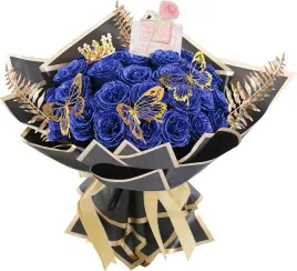 bukiet-brokatowych-roz-diy-24szt-niebieskie-sztuczne-roze-zestaw