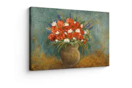 obraz-na-plotnie-canvas-bukiet-kwiatow-w-wazonie-styl-malarski-70x100