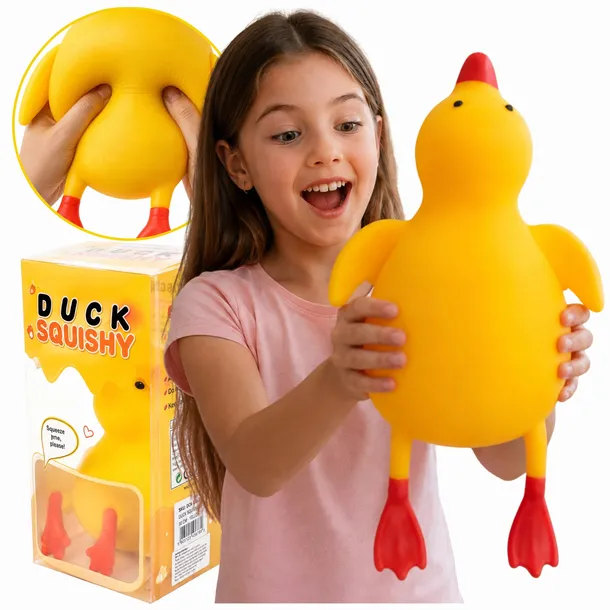 GNIOTEK XXL KACZKA 30 CM DUŻY SQUISHY ASMR ZABAWKA SENSORYCZNA PREZENT DUCK