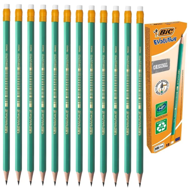 Ołówek elastyczny niełamliwy szkolny BIC Evolution HB z gumką 12szt