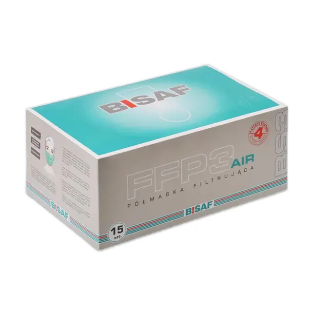 Maseczki FFP3 AIR | BISAF | wysoka filtracja 99% | opakowanie 15 sztuk