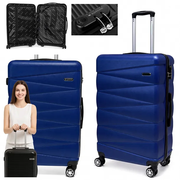 WALIZKA ŚREDNIA PODRÓŻNA na kółkach BAGAŻ z ABS mocna SZYFR Sapphire DUO2