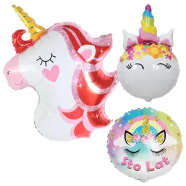balony-foliowe-urodzinowe-jednorozce-sto-lat-dla-dziewczynki-zestaw-3-szt