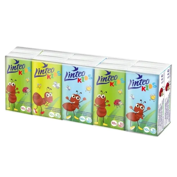 LINTEO Chusteczki Higieniczne Kids Kieszonkowe 3-warstwowe 10x10