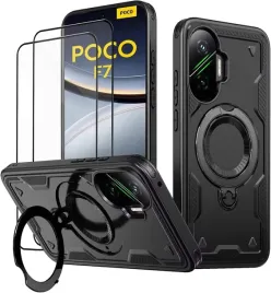 kansi-gsm-etui-magsafe-do-xiaomi-poco-f7-ring-czarne-2x-szklo-hartowane