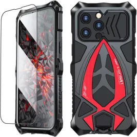 luphie-metalowe-etui-360-do-iphone-14-pro-pancerne-czarno-czerwone-szklo