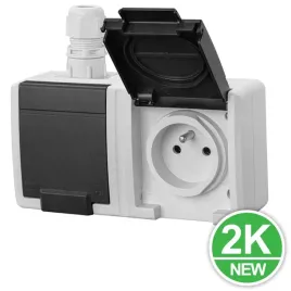 aquant-2k-gniazdo-natynkowe-podwojne-z-uziemieniem-2x2p-z-ip65-szary