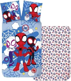 posciel-dziecieca-100x135-40x60-cm-100percent-bawelna-niebieska-spidey