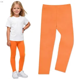 legginsy-dzieciece-86-dziewczece-getry-dlugie-elastyczne-bawelna-pomarancz