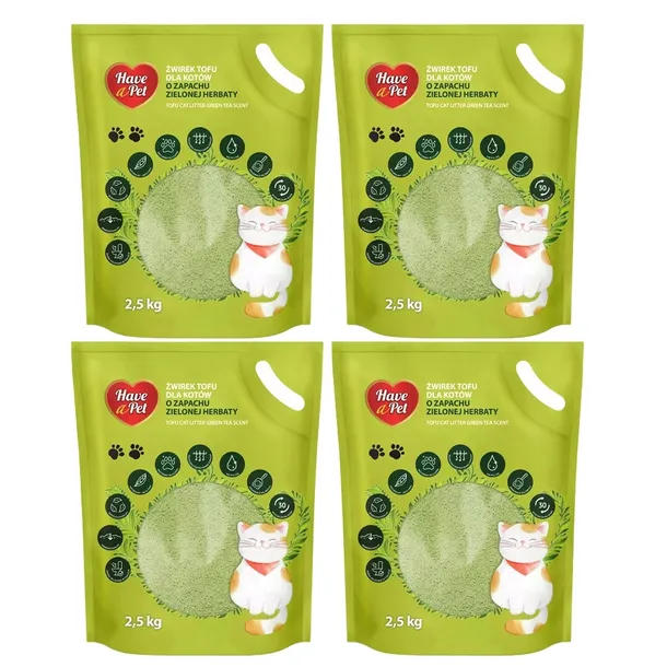HAVE A PET Żwirek dla Kota Tofu Zielona Herbata 4x2,5kg