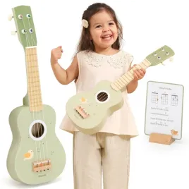 viga-drewniane-ukulele-gitara-dla-dzieci-zielone-z-nutami