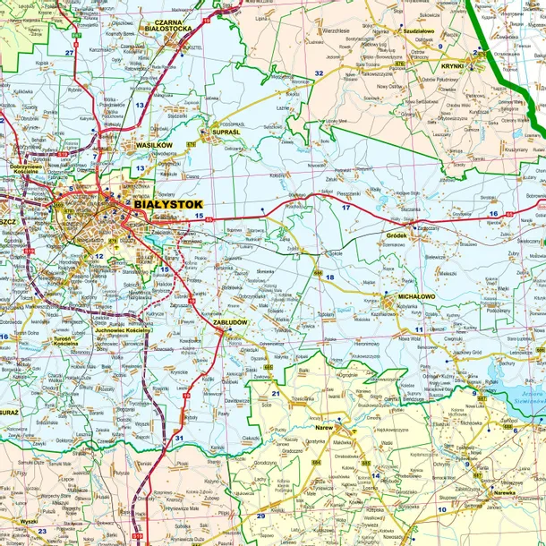 podlaskie-mapa-scienna-adm-drog-laminowana-2021-wydawnictwo-eko-graf