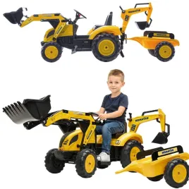 falk-traktor-na-pedaly-komatsu-koparko-ladowarka-z-przyczepa-3-7-lat