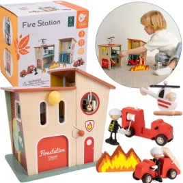 classic-world-remiza-strazacka-drewniana-garaz-auto-helikopter-figurki-13el
