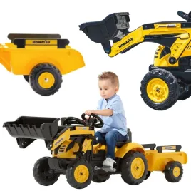 falk-traktor-na-pedaly-koparka-komatsu-z-przyczepa-i-lyzka-2-5-lat