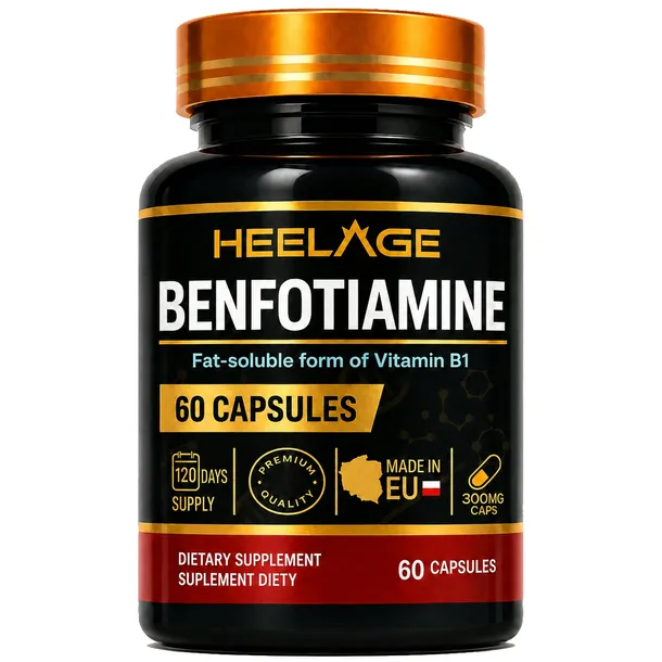 Benfotiamina - Benfotiamine 300 mg - Energia Metabolizm 60 kapsułek - Heelage