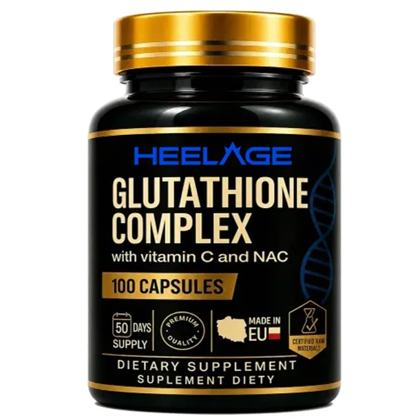 L-Glutation zredukowany 98% 400mg GSH z NAC&C - Synergia Działania - Detoks Oczyszczanie - 100K - Heelage