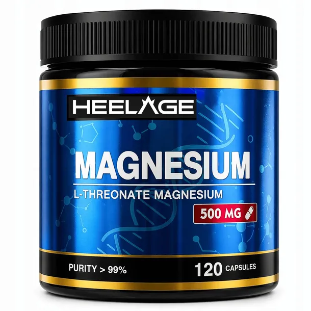 L-treonian Magnezu 99%, treonian magnezu - 120 kapsułki 500mg L-threonate Magnez - Heelage