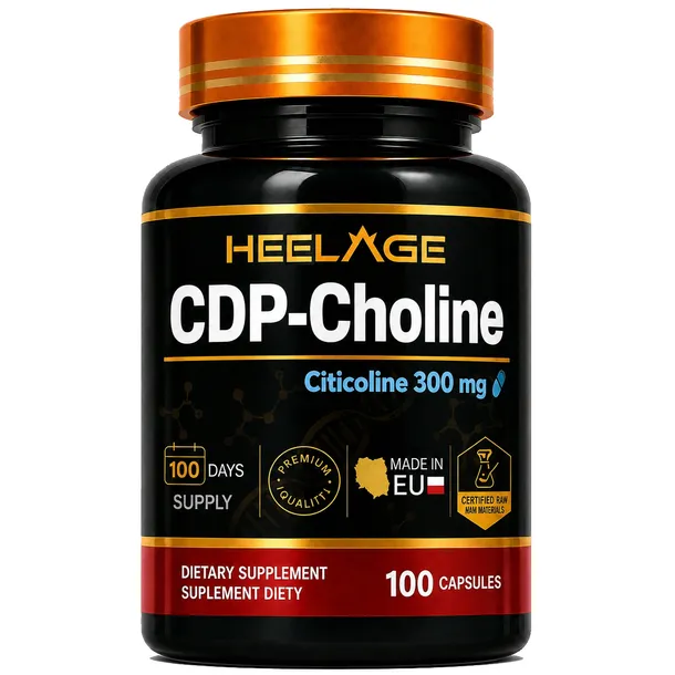  CDP-Cholina Cytykolina 300mg - PAMIĘĆ KONCENTRACJA MÓZG - 100 kapsułek - Heelage