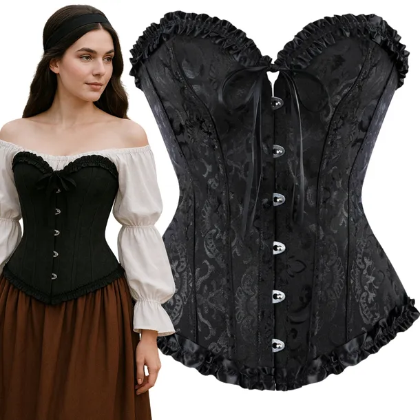 GORSET OVERBUST SZNUROWANY WIĄZANY MODELUJĄCY TALIĘ GOTYCKI COSPLAY XL XXL