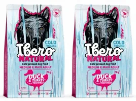 ibero-cold-pressed-dog-adult-medium-maxi-duck-and-turkey-2x2kg