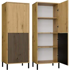 witryna-kamaro-2dk-slim-gladki-dab-artisan-lamele-front-ryflowany-klasy