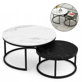 zestaw-okraglych-stolikow-kawowych-2w1-bialo-czarny-marmur-60-i-80-cm