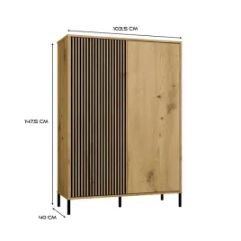witryna-kamaro-2dd-slim-gladki-dab-artisan-lamele-front-ryflowany-klasycz