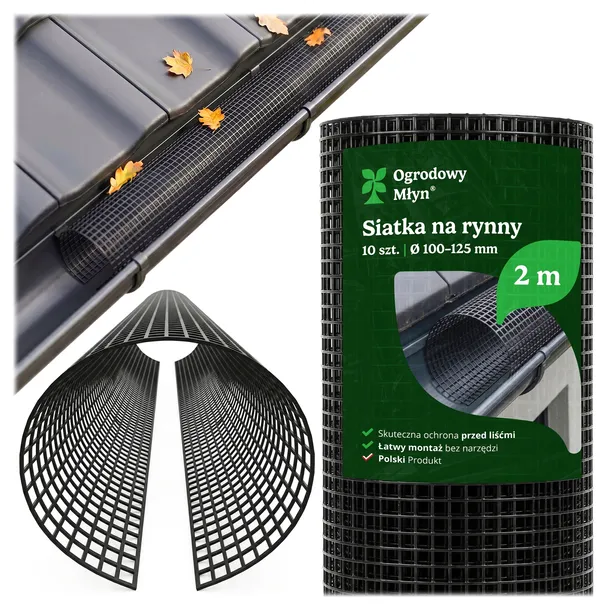 SIATKA NA RYNNY OSŁONA OHRONNA RYNIEN RYNNĘ NA LIŚCIE 20mb 100-125mm Czarna