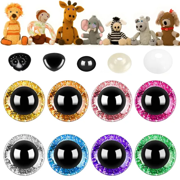 OCZY BEZPIECZEŃSTWA AMIGURUMI 14 MM PLASTIKOWE 72 SZTUKI 8 KOLORÓW DO LALEK